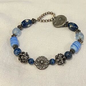 Blue and Silver Beaded Bracelet